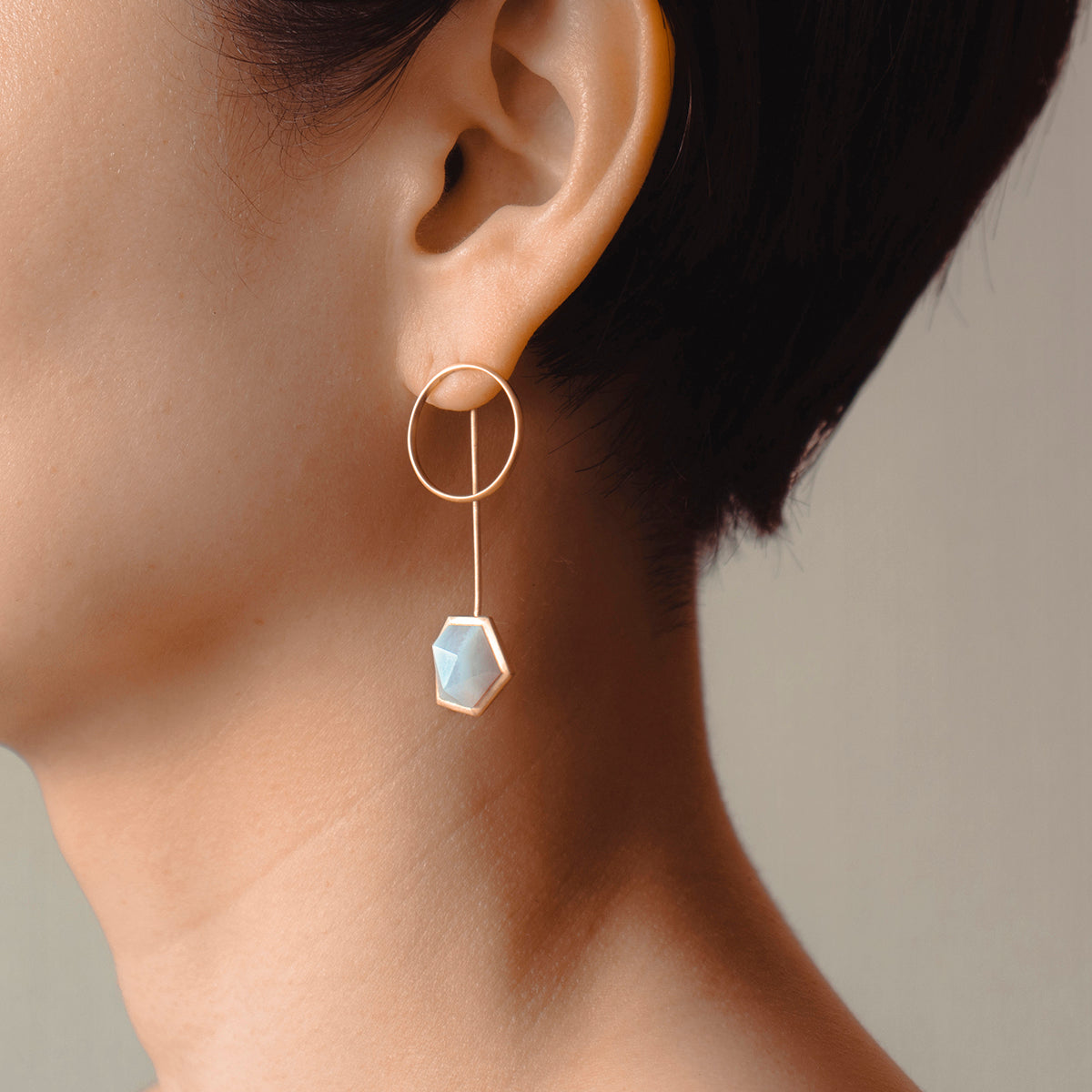 Blue lace agate Pierce _ Polygon #01