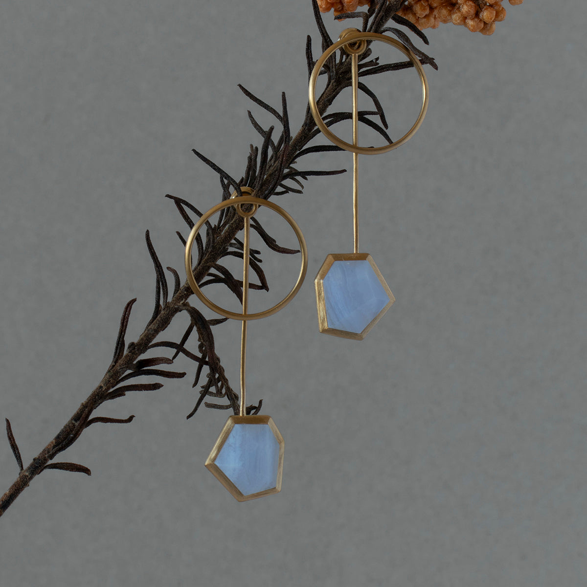 Blue lace agate Pierce _ Polygon #01