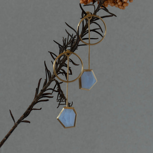 Blue lace agate Pierce _ Polygon #03