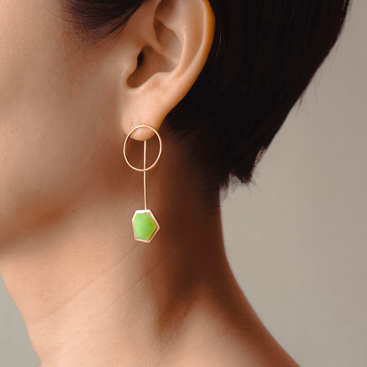 Green agate Pierce _ Polygon