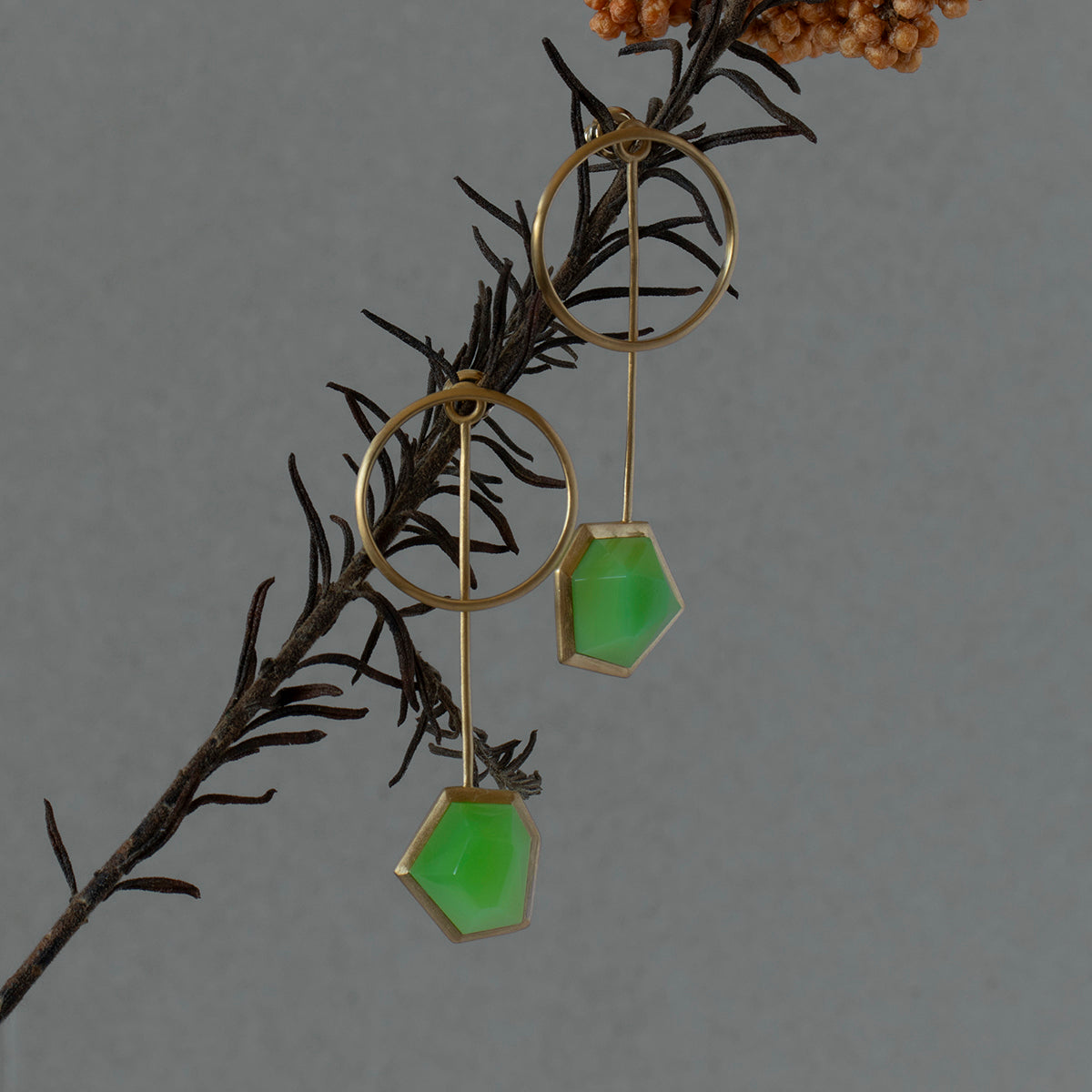 Green agate Pierce _ Polygon