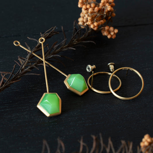 Green agate Pierce _ Polygon