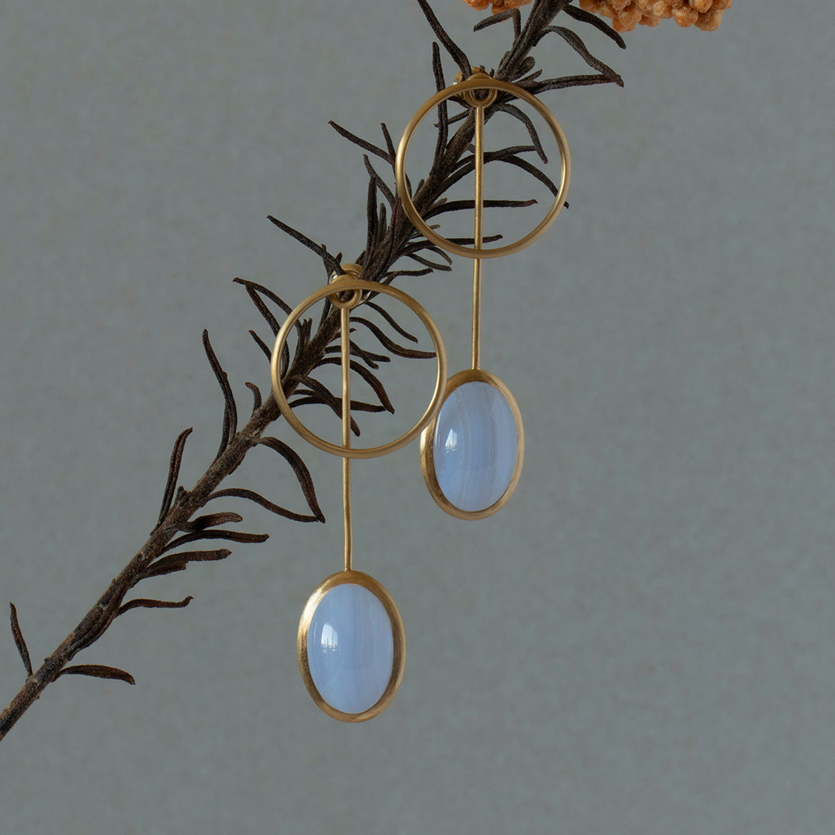 Blue lace agate Pierce _ Dome #01