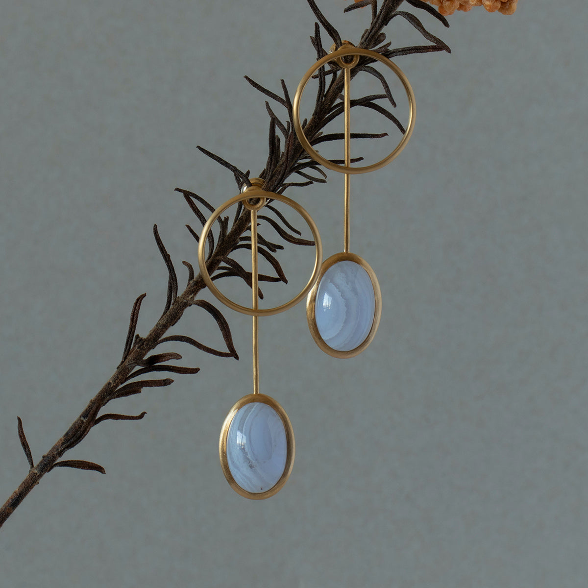 Blue lace agate Pierce _ Dome #03