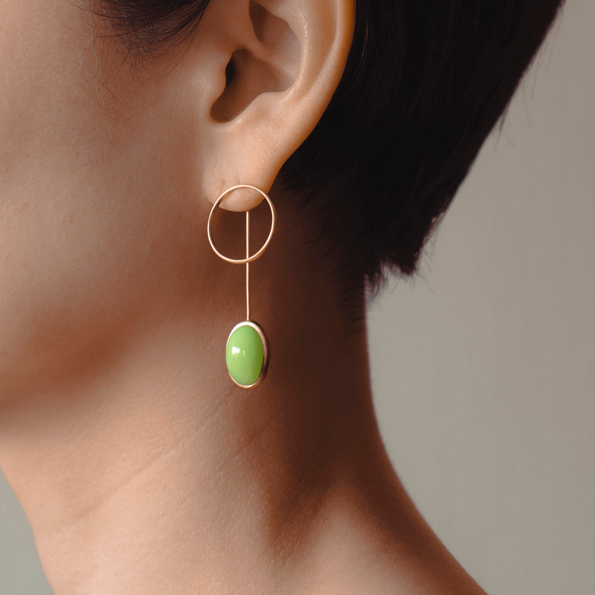 Green agate Pierce _ Dome #01