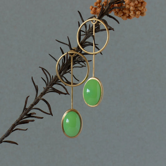 Green agate Pierce _ Dome #02