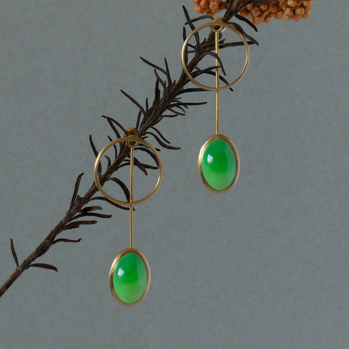 Green agate Pierce _ Dome #03