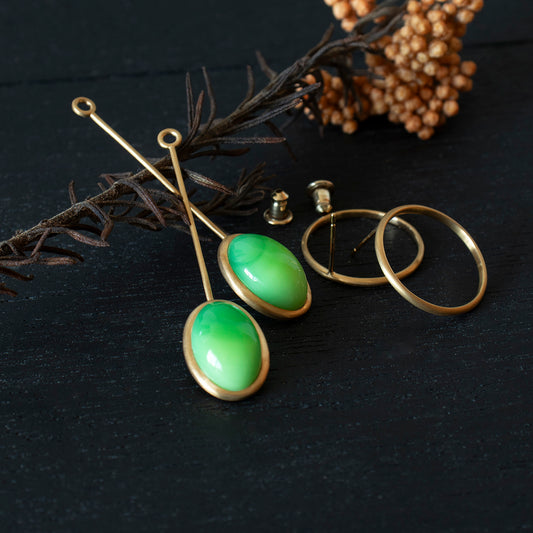 Green agate Pierce _ Dome #03