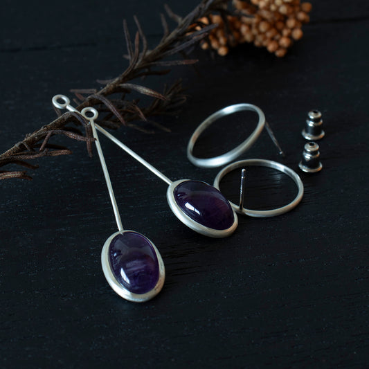 Amethyst Pierce /Silver matte _ Dome #03