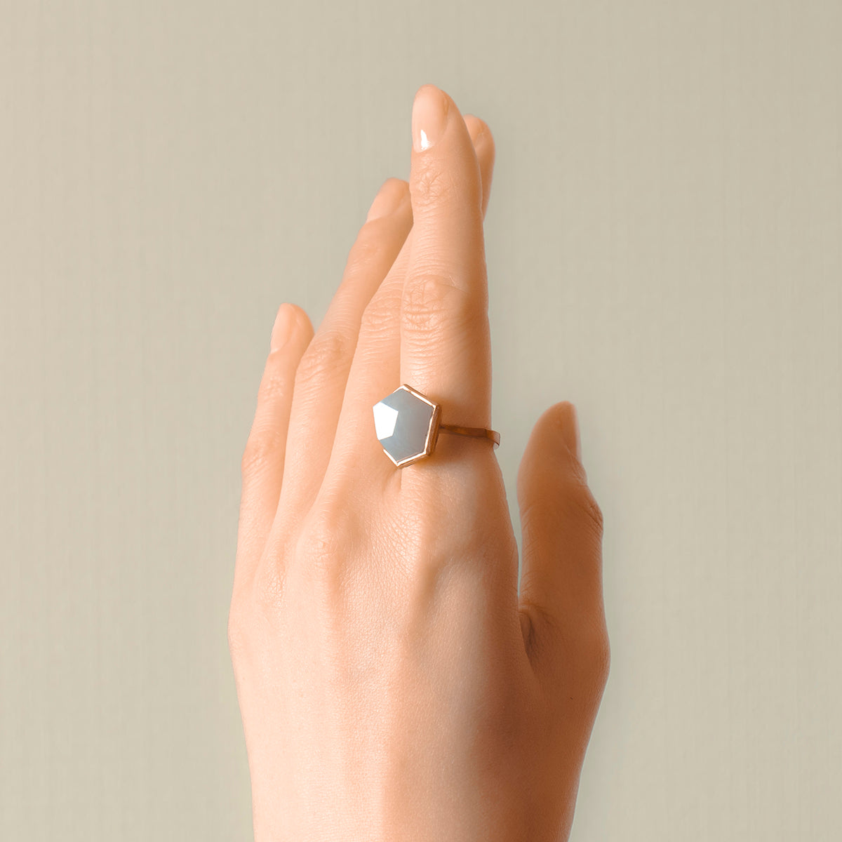 Blue lace agate Ring _ Polygon #05