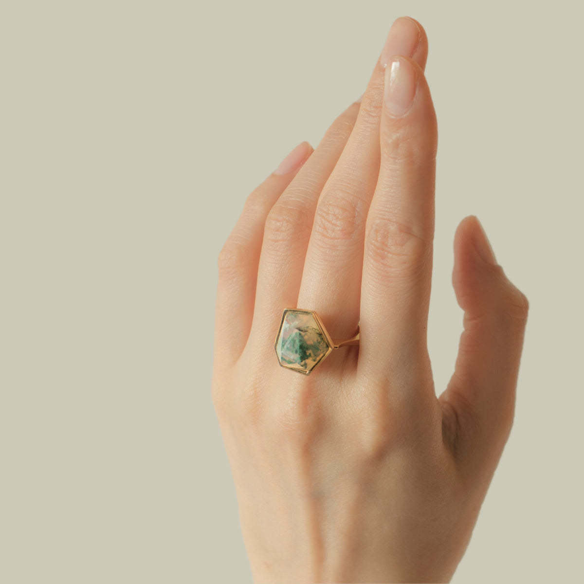 MossAgate Ring _ Polygon #01