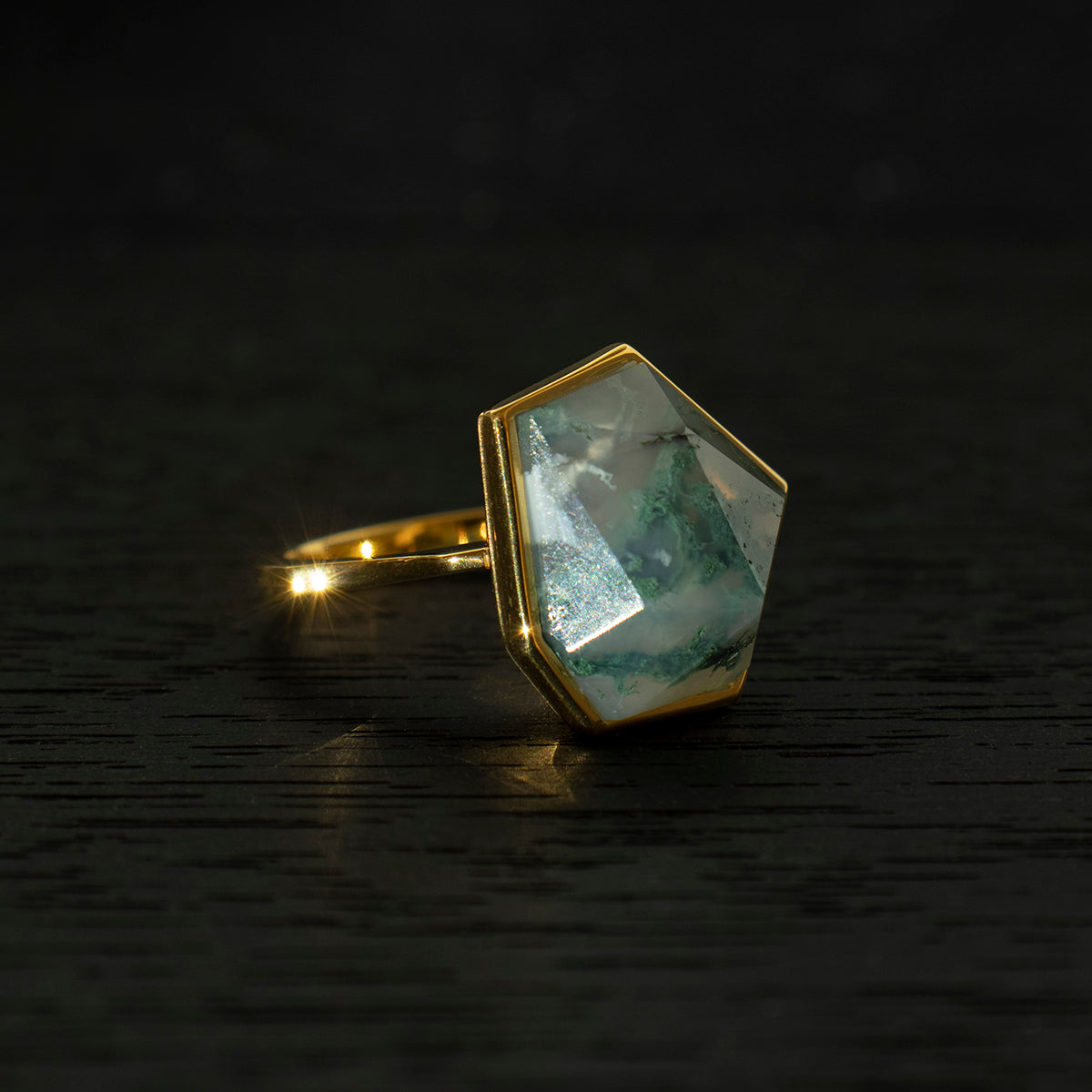 MossAgate Ring _ Polygon #01