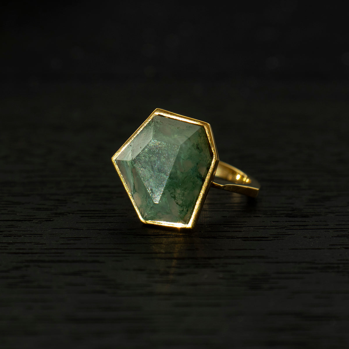 MossAgate Ring _ Polygon #02