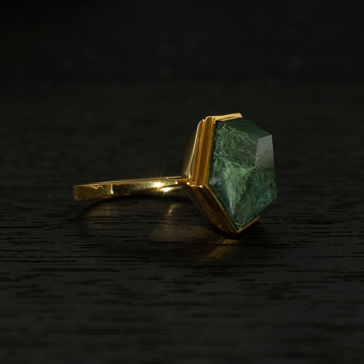 MossAgate Ring _ Polygon #02