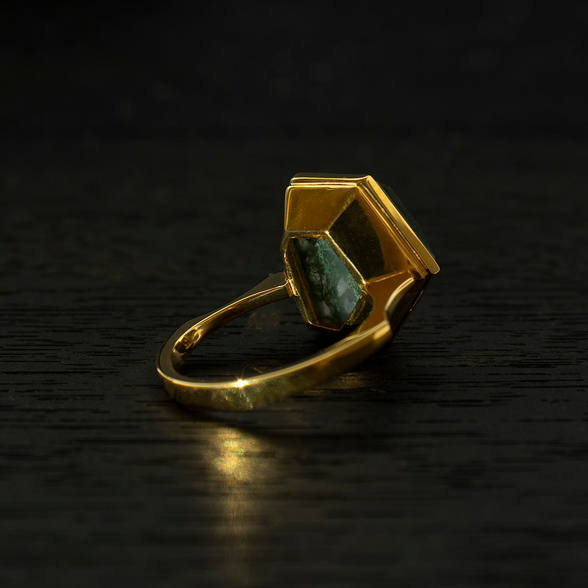 MossAgate Ring _ Polygon #02