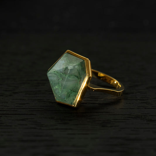 MossAgate Ring _ Polygon #03