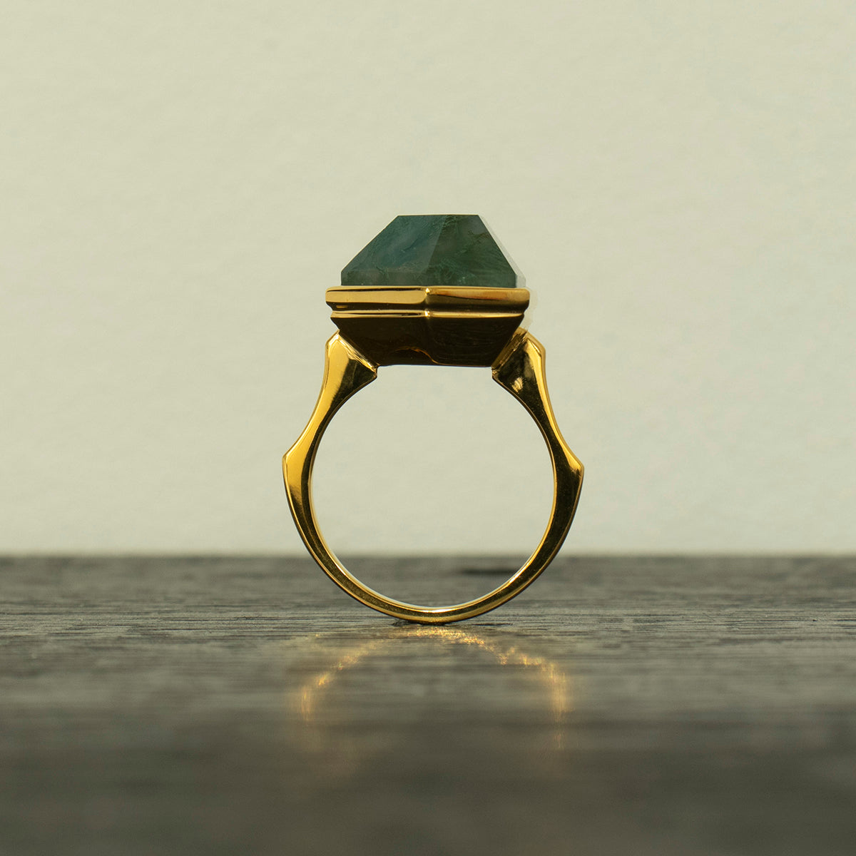 MossAgate Ring _ Polygon #04