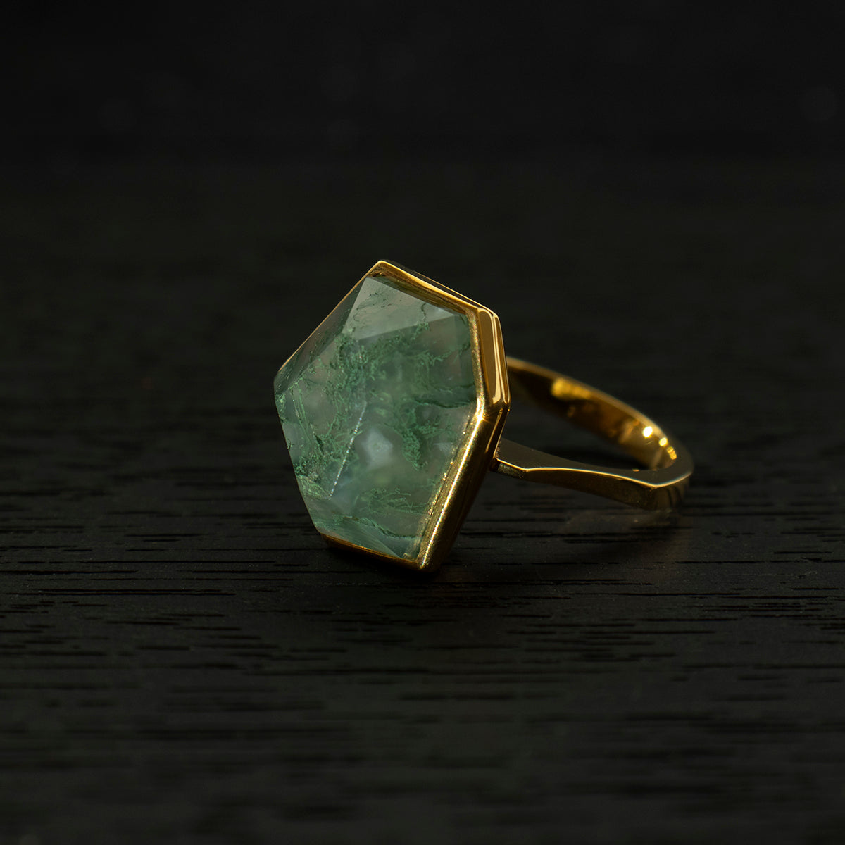 MossAgate Ring _ Polygon #04