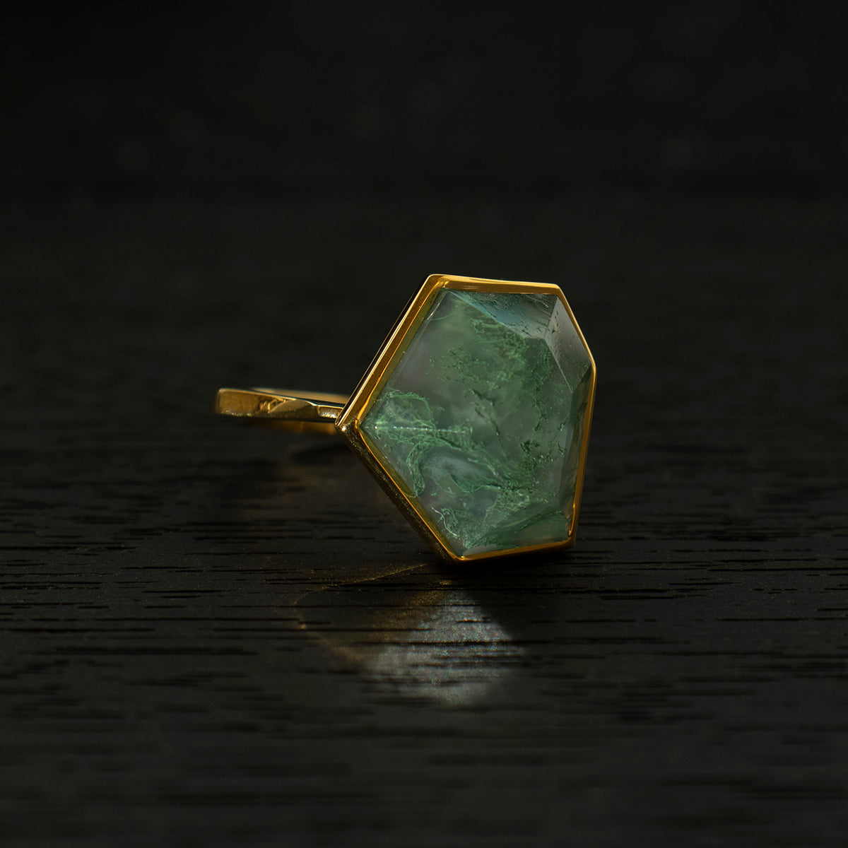 MossAgate Ring _ Polygon #04