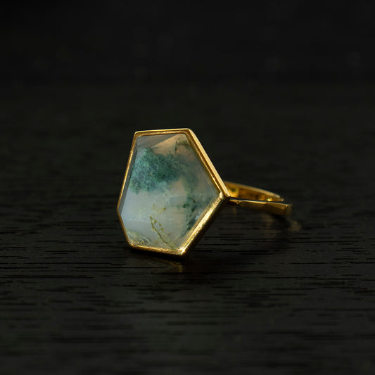 MossAgate Ring _ Polygon #05