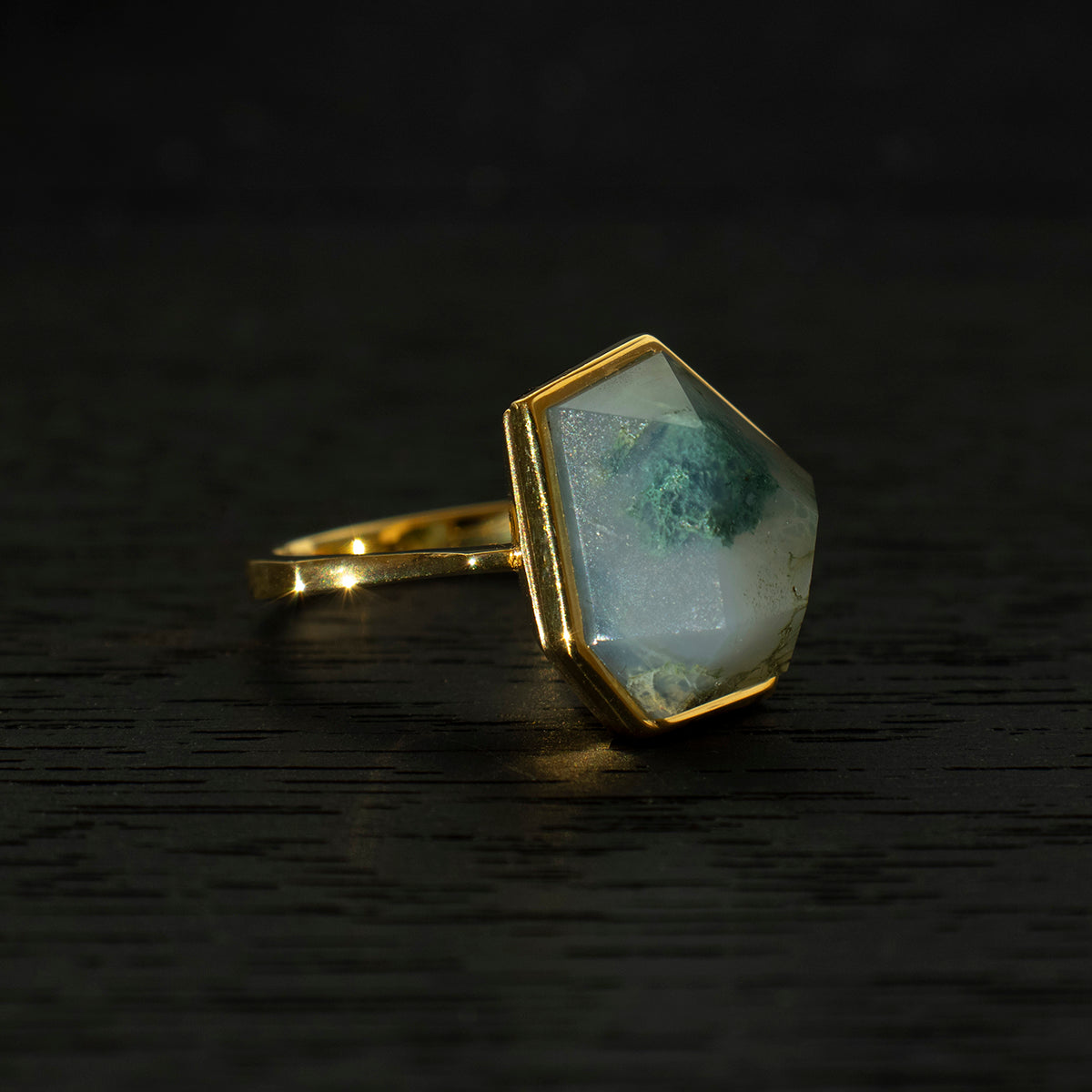 MossAgate Ring _ Polygon #05