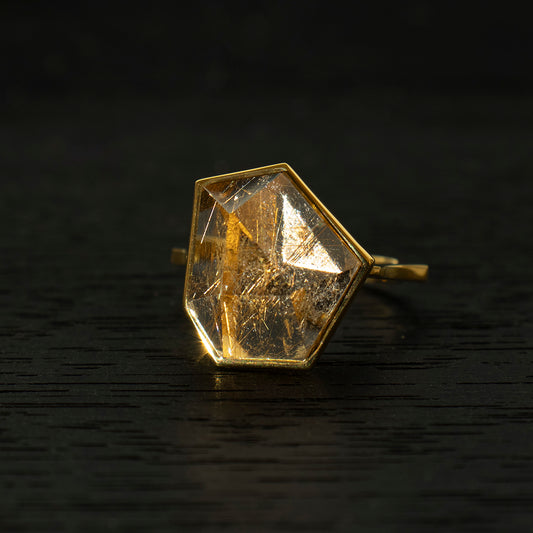 Rutile Quartz Ring _ Polygon #02