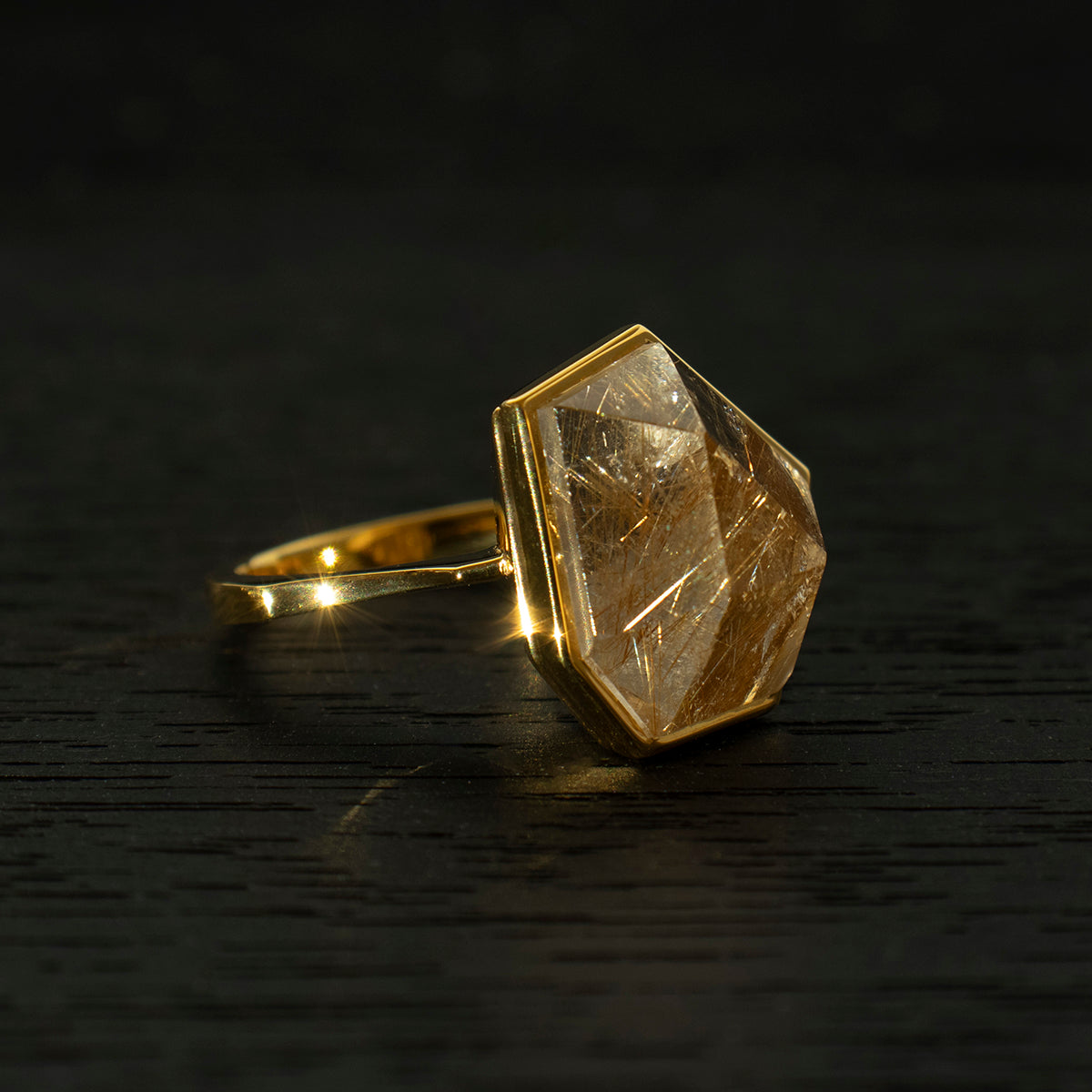 Rutile Quartz Ring _ Polygon #02