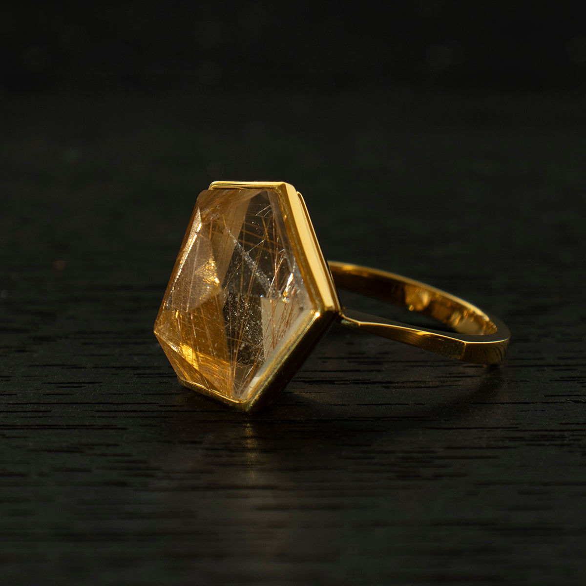 Rutile Quartz Ring _ Polygon #03