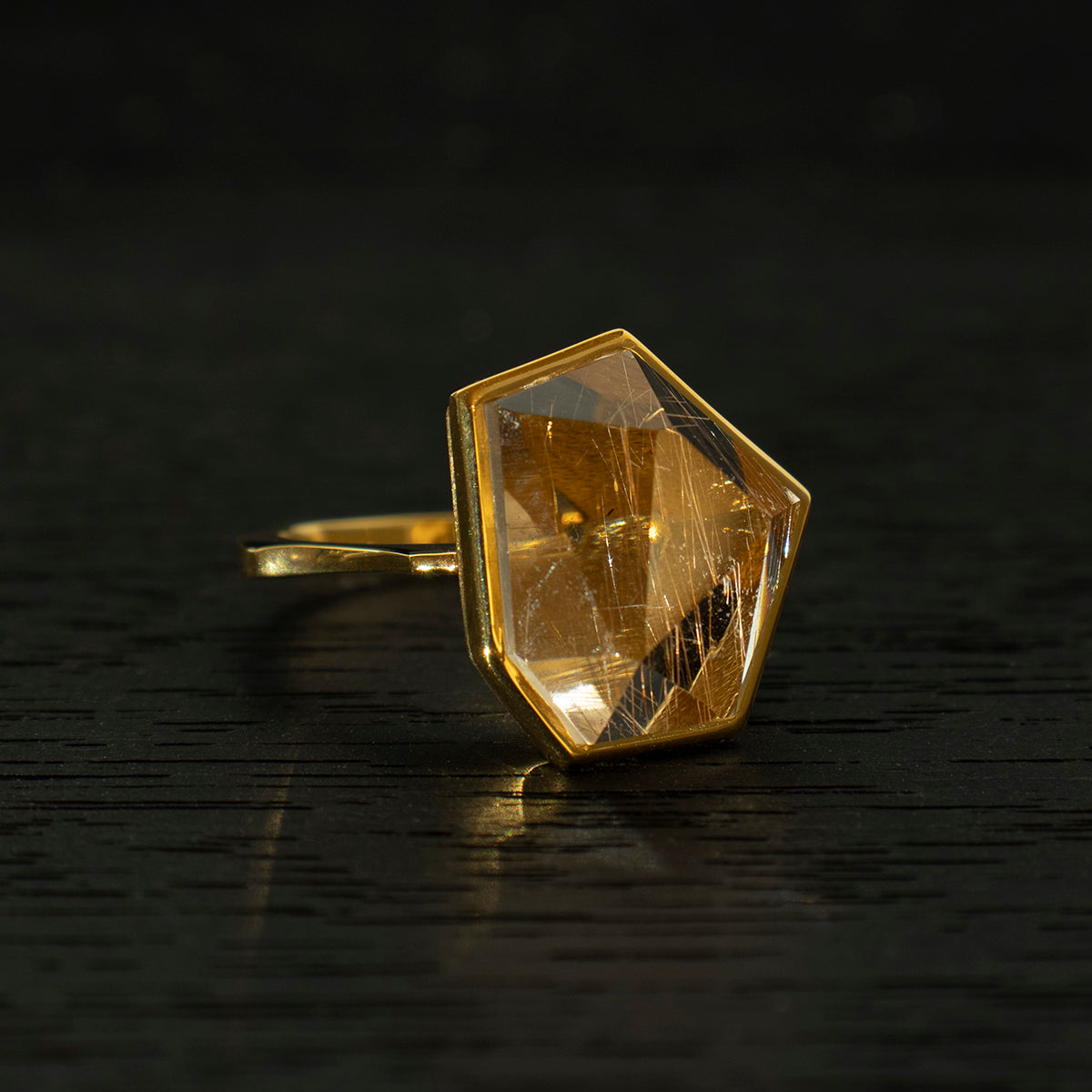 Rutile Quartz Ring _ Polygon #03