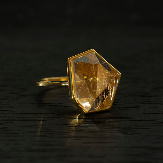 Rutile Quartz Ring _ Polygon #03