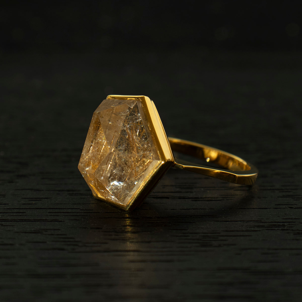 Rutile Quartz Ring _ Polygon #04