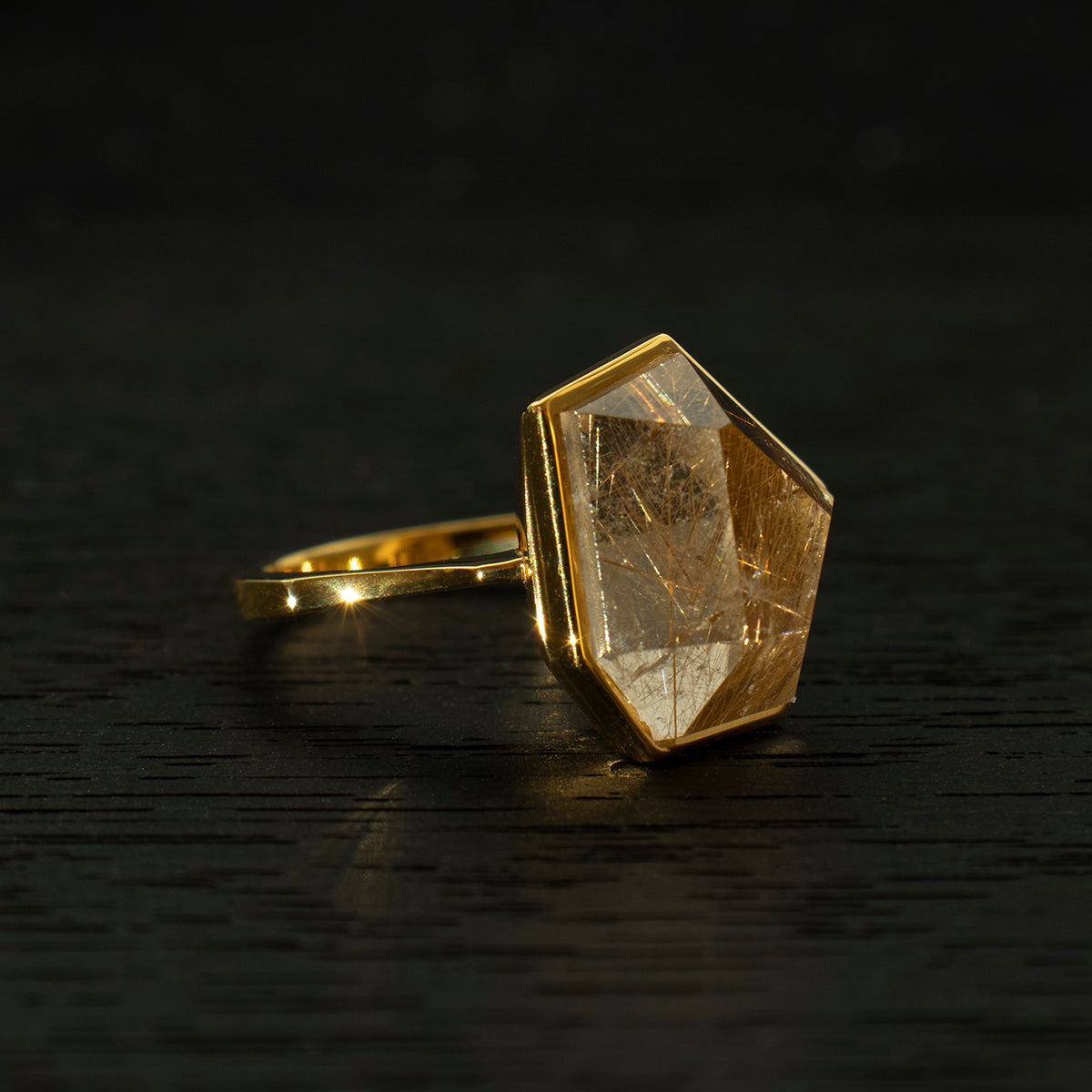 Rutile Quartz Ring _ Polygon #04