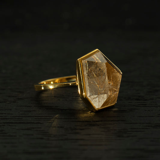 Rutile Quartz Ring _ Polygon #04