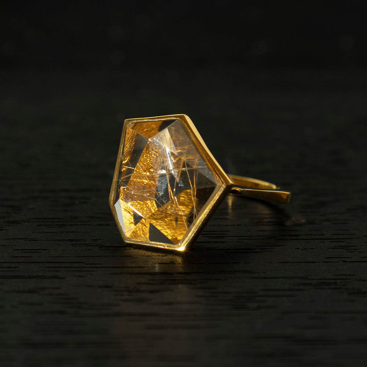 Rutile Quartz Ring _ Polygon #05