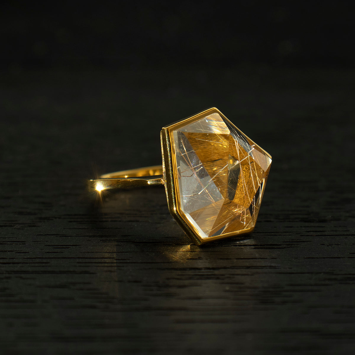 Rutile Quartz Ring _ Polygon #05