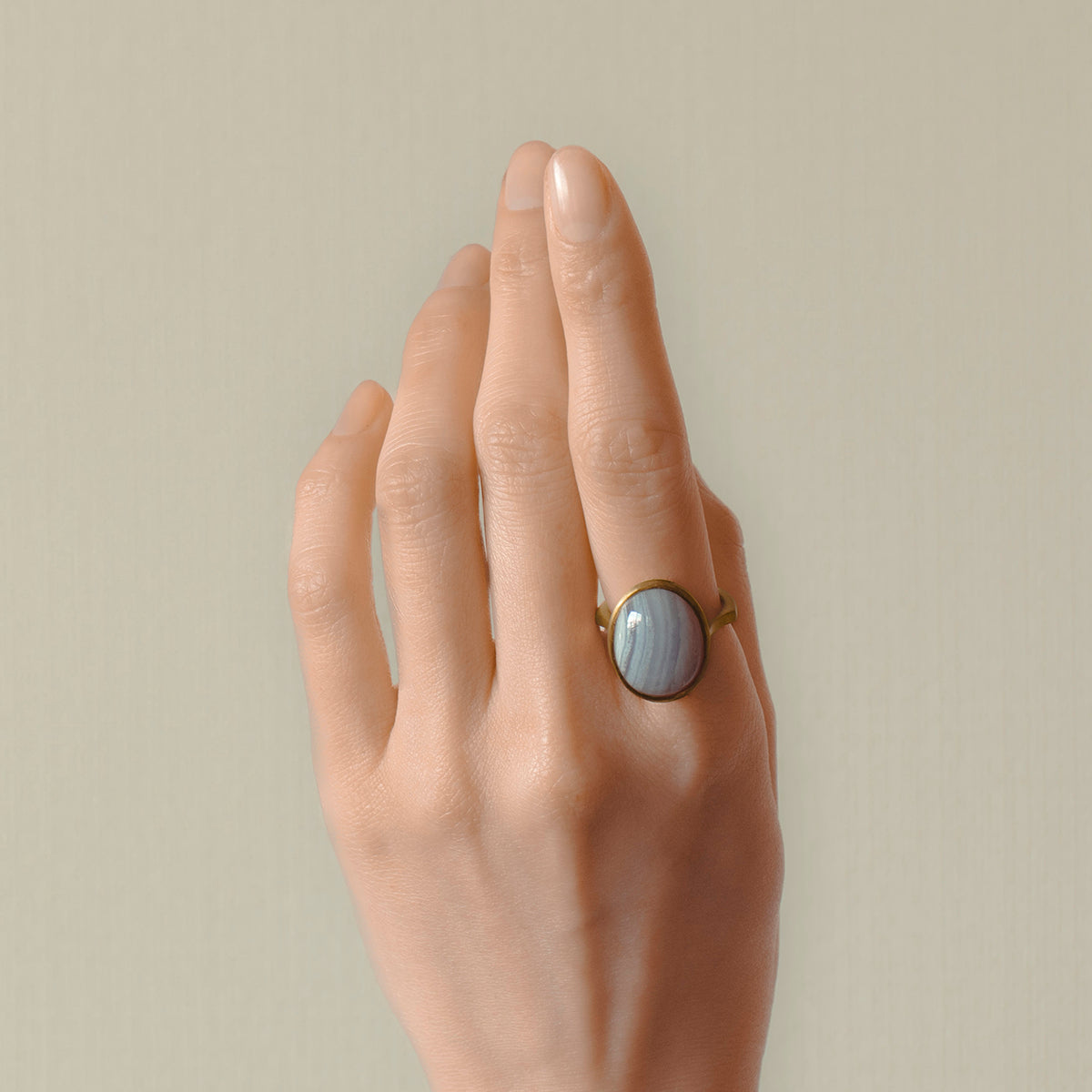 Blue lace agate Ring _ Dome #05