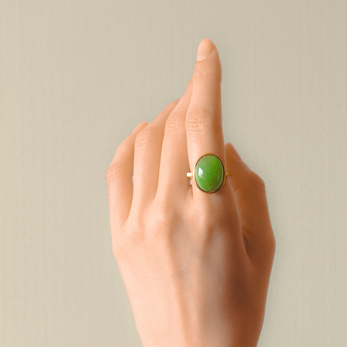 Green agate Ring _ Dome #01