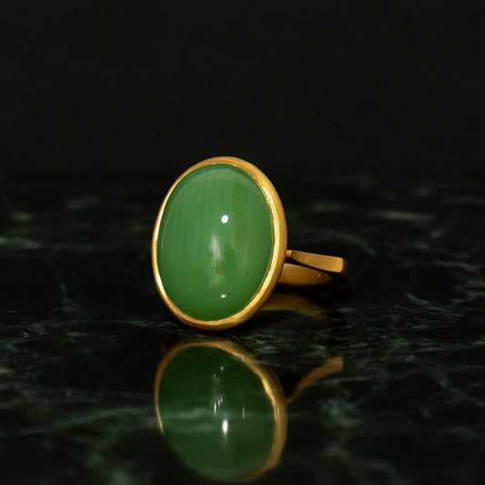 Green agate Ring _ Dome #01