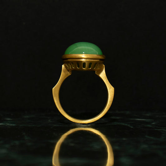 Green agate Ring _ Dome #02