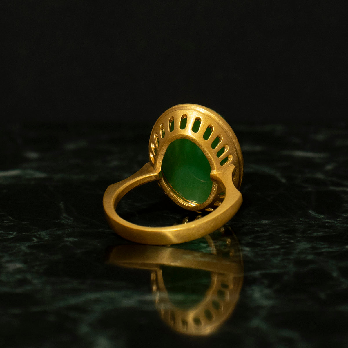 Green agate Ring _ Dome #01