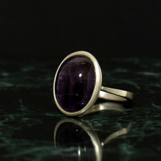 Amethyst Ring / Silver matte _ Dome #03