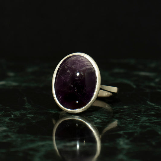 Amethyst Ring / Silver matte _ Dome #05